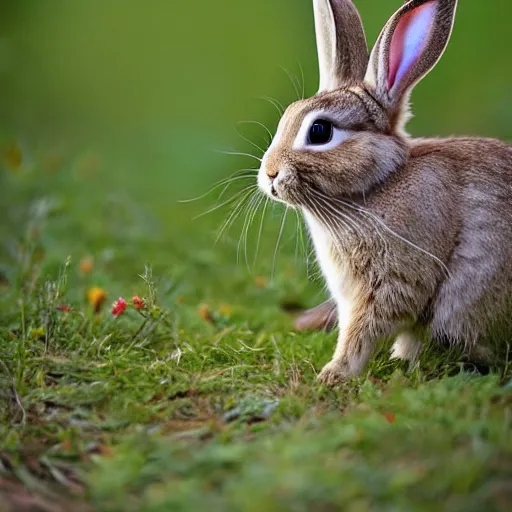 Prompt: a bunny - cat, wildlife photography