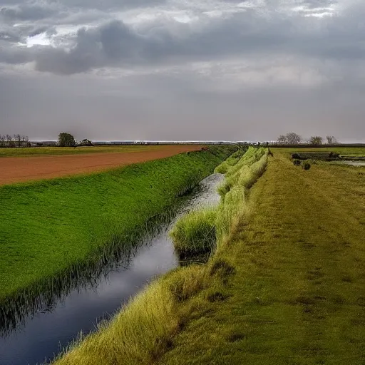 Prompt: a beautiful landscape of the Hoeksche Waard, award winning, very detailed, cinematic atmospheric masterpiece