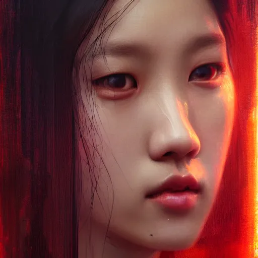 Image similar to jisoo of blackpink, hyperrealistic portrait, bladerunner street, art of elysium by jeremy mann and alphonse mucha, fantasy art, photo realistic, dynamic lighting, artstation, poster, volumetric lighting, very detailed face, 8 k, award winning