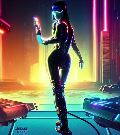 Image similar to cable plugged into cyberdeck, back of head, cyberpunk woman, computer, 1 9 7 9 omni magazine cover, style by vincent di fate, cyberpunk 2 0 7 7, 4 k resolution, unreal engine, daz