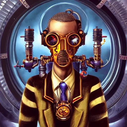 Image similar to Lofi BioShock Steampunk BioPunk portrait of Obama Pixar style by Tristan Eaton Stanley Artgerm and Tom Bagshaw