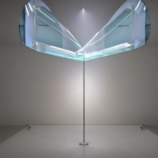 Prompt: an ultra high definition professional studio quality photograph of a transparent iridescent perspex pastel coloured raincoat sculpture on white coat hook in an empty white room. dramatic lighting, ray tracing, refraction, shallow d. o. f, colour corrected, golden ratio, three point light. volumetric shadows. god rays.