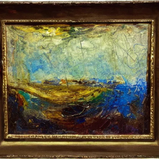 Image similar to oil paint impasto, beautiful under water scene, multi layered thick brush marks, some splattered paint, in the style frank auerbach and redon