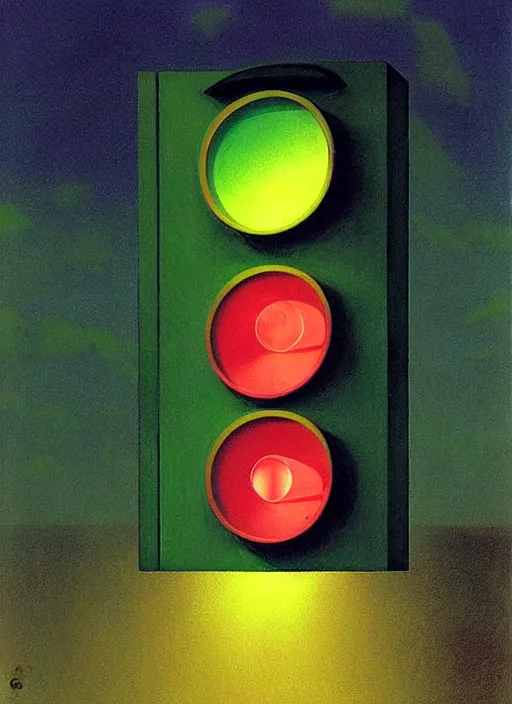 Prompt: traffic light in space Edward Hopper and James Gilleard, Zdzislaw Beksinski highly detailed