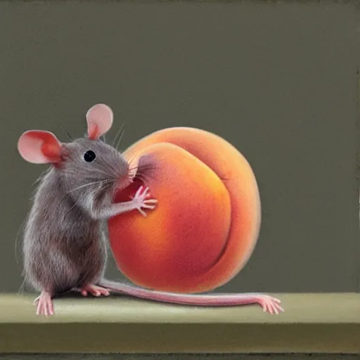 Image similar to A peach with a rat