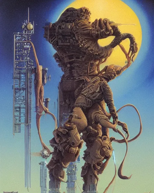 Image similar to masterpiece book cover illustration by the great famous sci - fi artist michael whelan.