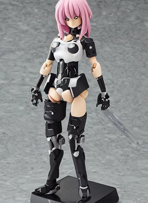 Image similar to Girl in mecha cyber Armor, portrait of the action figure of a girl, with bare legs，in the style of Kotobukiya ，anime figure