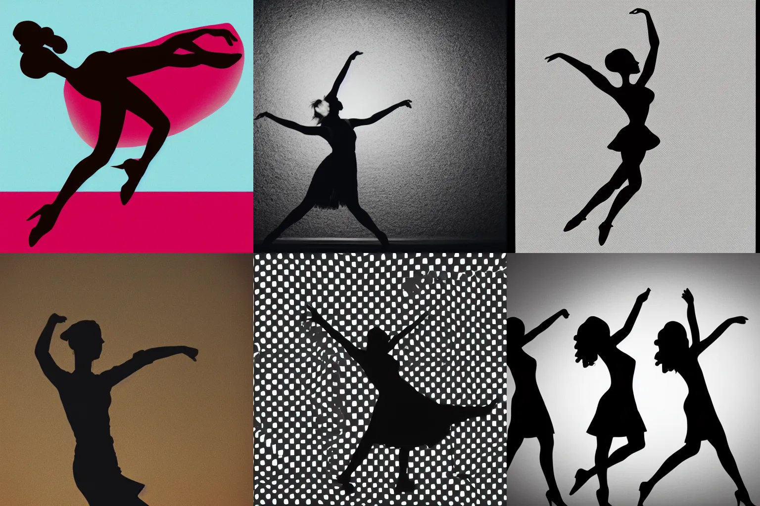 Prompt: silhouette of a woman dancing
