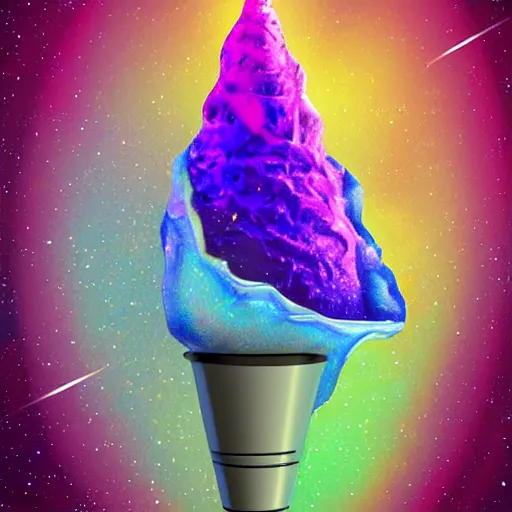 Image similar to a cosmic ice - cream cone, digital art