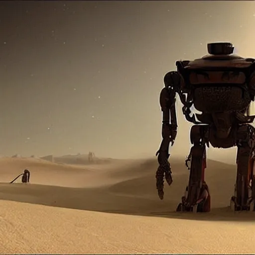 Image similar to giant arthropod robot, sci fi, dune style, denis villeneuve