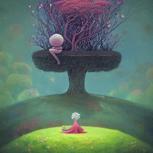 Prompt: studio ghibli, surreal hybrid animals, nostalgia for a fairytale, magic realism, flowerpunk, mysterious vivid colors by andy kehoe and amanda clarke en un mundo de Gediminas Pranckevicius