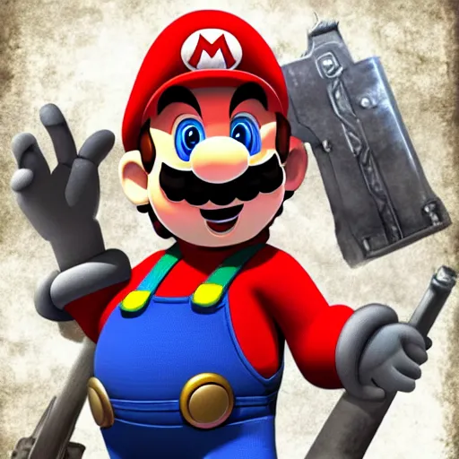 Image similar to super mario in warhammer 4 0 k