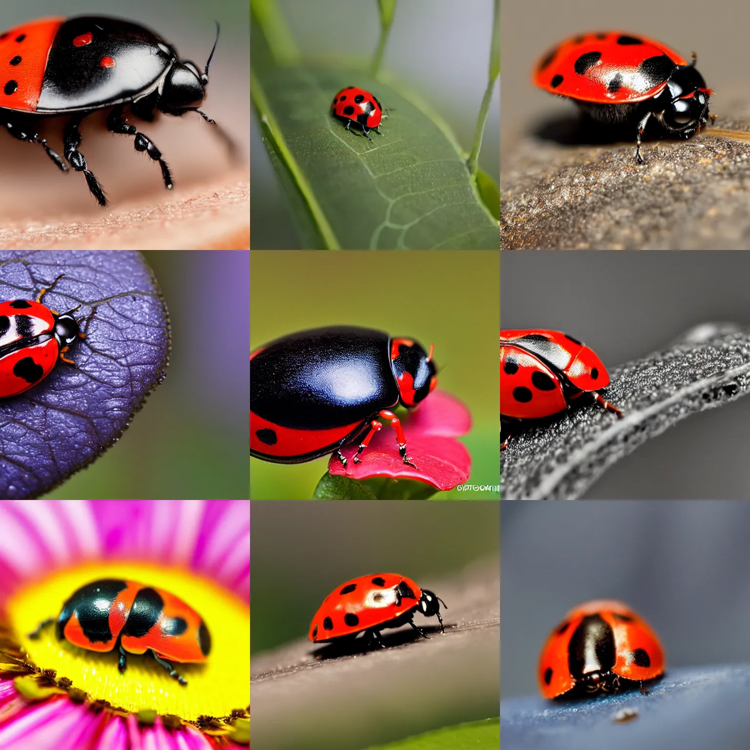 Prompt: Award winning photography of an ladybug, hyper realism, 4k