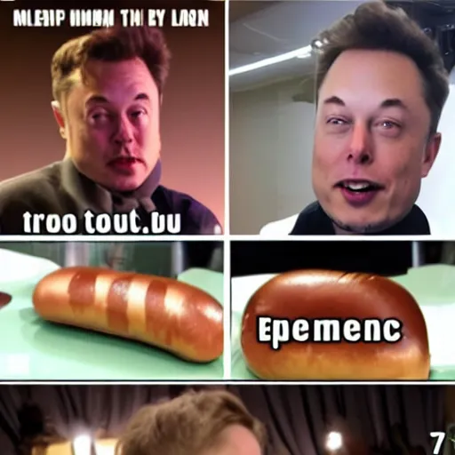 Image similar to meme with elon musk about hotdogs