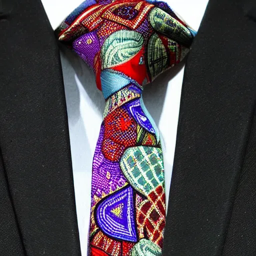 Image similar to Eccentric necktie, 8k, deep patterns, interesting colors