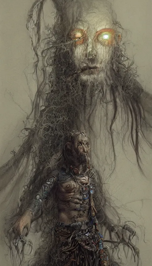 Prompt: portrait of a digital shaman, by john howe