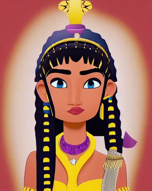 Image similar to cleopatra as a pixar character, head and shoulders
