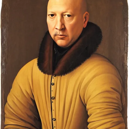 Image similar to a renaissance style portrait painting of Evan Handler