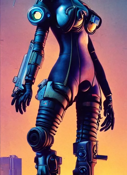 Image similar to powerful cyberpunk pilot. portrait by john philip falter and will eisner and gil elvgren and pixar. full body. realistic proportions. overwatch, rb 6 s, cyberpunk 2 0 7 7, blade runner 2 0 4 9 concept art. cel shading. thick lines.