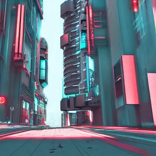 Prompt: 3 d render low cyberpunk futuristic street digital art sketch