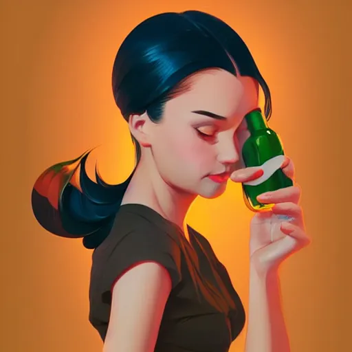 Image similar to funny drinker, smooth face, centered, solid bacgkround, median photoshop filter cutout vector behance, hd by artgerm, jesper ejsing, by rhads, makoto shinkai and lois van baarle, ilya kuvshinov, rossdraws, illustration, art by ilya kuvshinov and gustav klimt