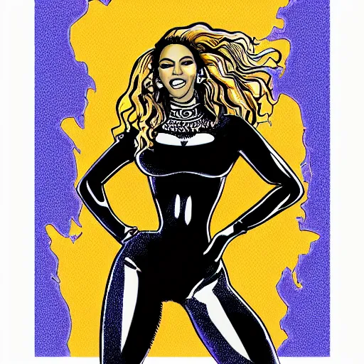 Image similar to beyonce in the style of dan parent, comic book