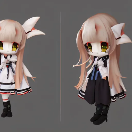 Image similar to cute fumo plush of the heroine of an rpg game that was unexpectedly tragic and dark, psychological horror, refractions and lens flare, vray