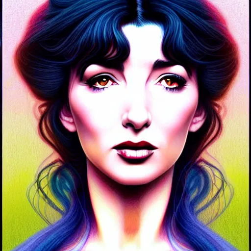Prompt: richly detailed color illustration very beautiful kate bush illustrated by artgerm and mina petrovic and timothy kong and marina federovna. 3 - d shadowing, wuthering heights