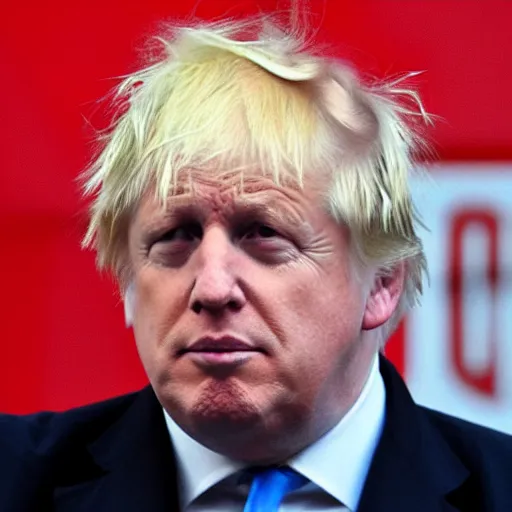 Prompt: Boris Johnson with Donald Trump's haircut.