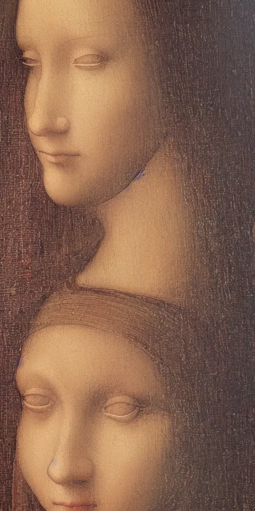 Image similar to a close up of a painting of a woman, a painting by leonardo da vinci, pixabay contest winner, academic art, da vinci, detailed painting, artwork