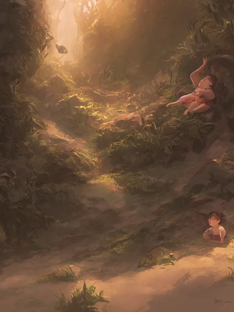 Image similar to rest, by disney concept artists, blunt borders, rule of thirds, beautiful light