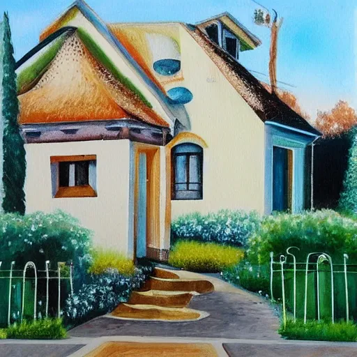 Prompt: nice comfy house painted by italian painter