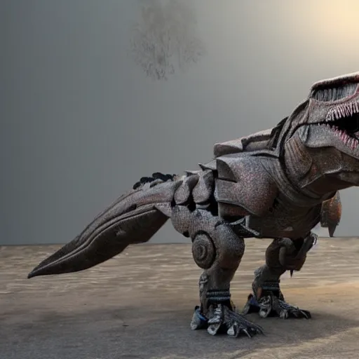Prompt: 3 d render of a t - rex with a robotic armor. realistic. photo. photorealistic. detailed. high quality. high resolution. lossless quality. lossless. 8 k. hdr. 4 k. 8 k resolution. 1 6 k resolution
