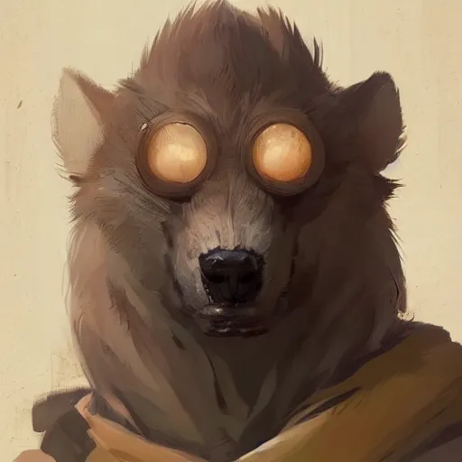 Image similar to a portrait of a cute handsome cuddly soft werewolf using a wooden club character concept art masterpiece digital art by Greg Rutkowski, Simon Stalenhag, trending on Artstation, CGSociety