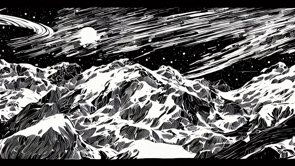 Image similar to very detailed, prophet graphic novel, ilya kuvshinov, mcbess, rutkowski, simon roy, illustration of a dead planet as seen from space, wide shot, colorful, deep shadows, astrophotography