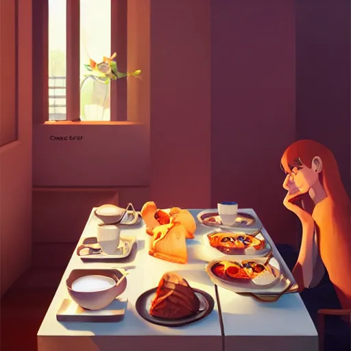 Image similar to face icon stylized minimalist breakfast at tiffany's, loftis, cory behance hd by jesper ejsing, by rhads, makoto shinkai and lois van baarle, ilya kuvshinov, rossdraws global illumination