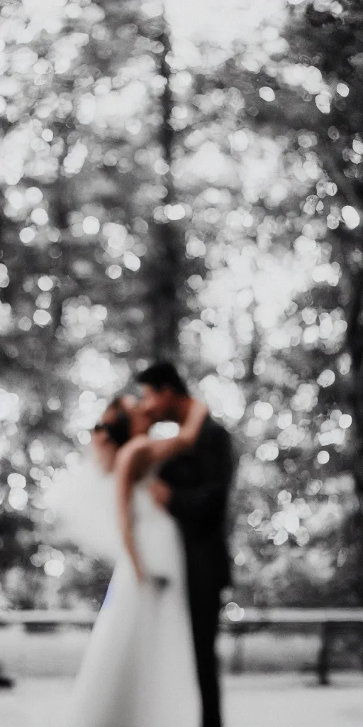 Image similar to a blurry picture of two beautiful people kissing, long exposure photograph, anamorphic bokeh, contrasting lighting