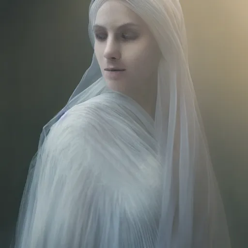 Prompt: portrait of a stunningly beautiful ghostly haunting female with a veil in soft light, depth of field, zeiss lens, detailed, symmetrical, centered, fashion photoshoot, by annie leibovitz and steve mccurry, david lazar, jimmy nelsson, breathtaking, 8 k resolution, extremely detailed, beautiful, establishing shot, artistic, hyperrealistic, beautiful face, octane render