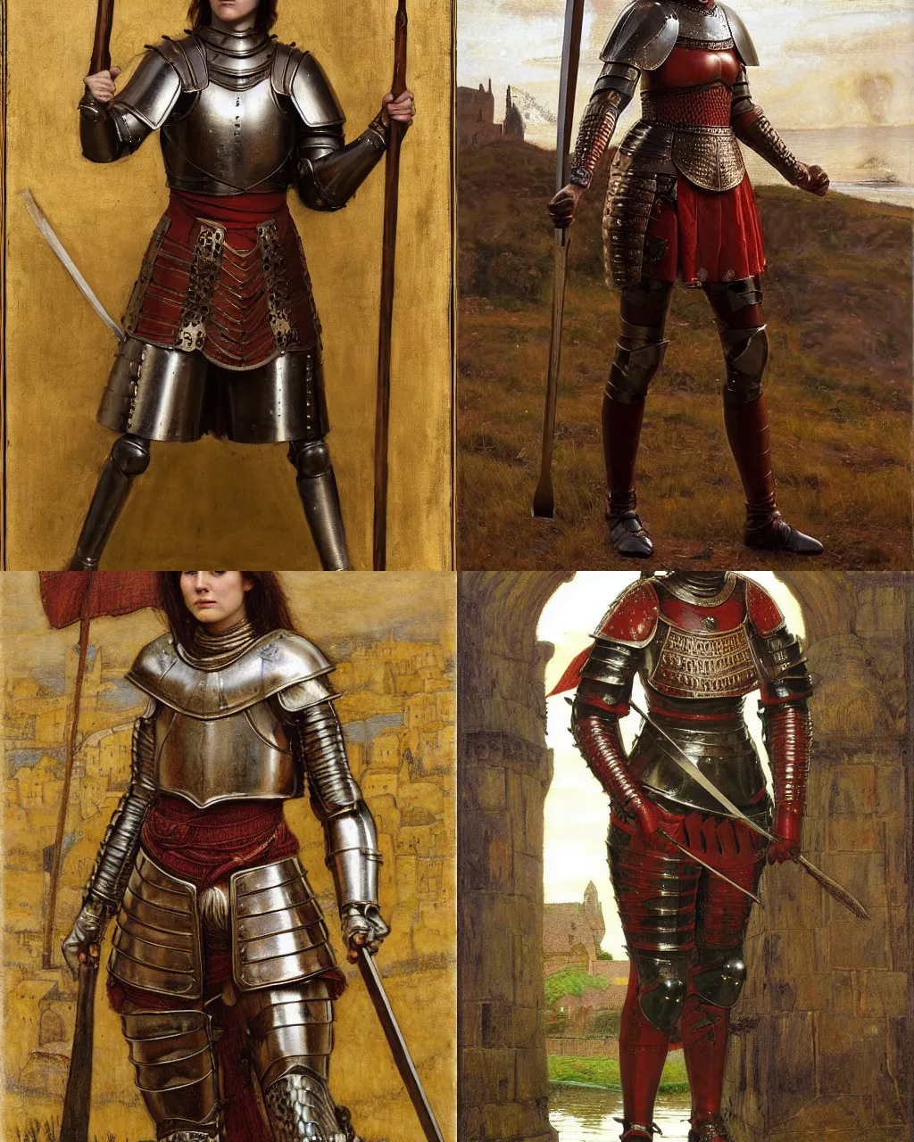 Prompt: a big, tall stature female medieval warrior wearing a heavy breastplate armor, english style, ultrarealistic, hyperdetailed, smooth, reflections, soft lighting, sharp focus, intricate, by john willian waterhouse, centered