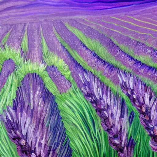 Image similar to painting of lavender field, highly detailed, beautiful lighting