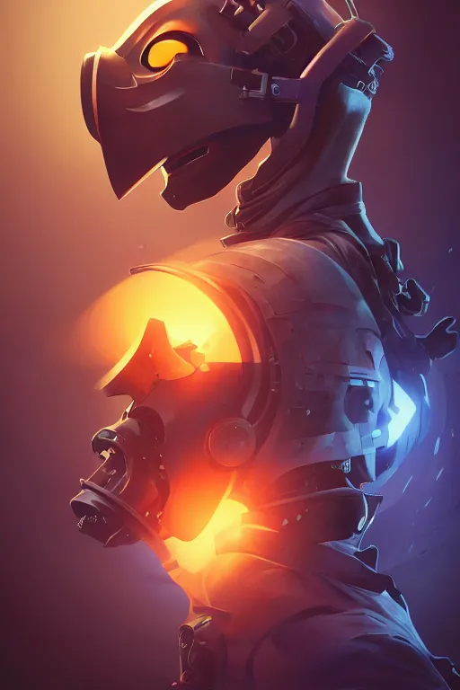 Image similar to epic mask helmet robot ninja portrait stylized as fornite style game design fanart by concept artist gervasio canda, behance hd by jesper ejsing, by rhads, makoto shinkai and lois van baarle, ilya kuvshinov, rossdraws global illumination radiating a glowing aura global illumination ray tracing hdr render in unreal engine 5