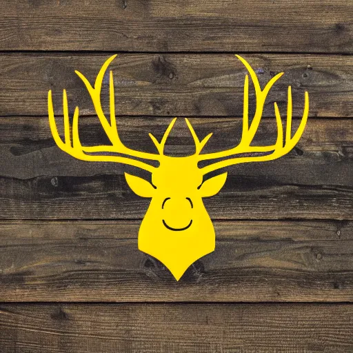 Prompt: a yellow moose with maple leaf antlers logo, black background, logo