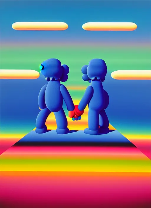 Image similar to thinking of you by shusei nagaoka, kaws, david rudnick, pastell colours, airbrush on canvas, cell shaded, 8 k