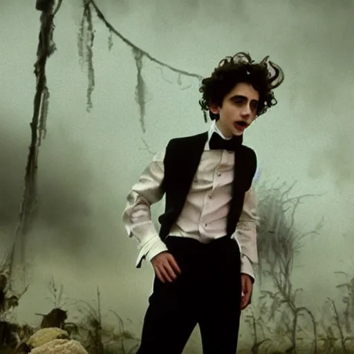 Prompt: timothee chalamet in a tim burton movie