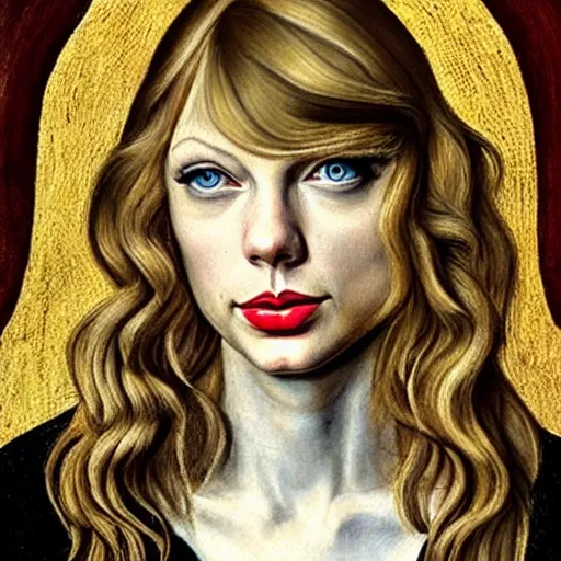 Image similar to taylor swift as gollum, elegant portrait by sandro botticelli, detailed, symmetrical, intricate