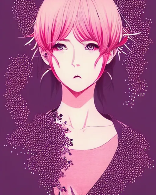 Image similar to beautiful girl in sakura supernova, detailed manga illustration!! intricate details, perfect face, perfect body, aesthetically pleasing pastel colors, poster background, aesthetic details, art by conrad roset and ilya kuvshinov