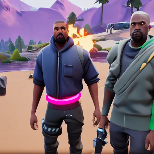 Image similar to kanye west in fortnite lobby 3 d avatar skin