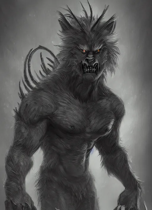 Image similar to detailed beautiful cool male character art depicting a creepy werewolf monster, concept art, depth of field, on amino, by sakimichan patreon, wlop, weibo, bcy. net, colorhub. me high quality art on artstation.