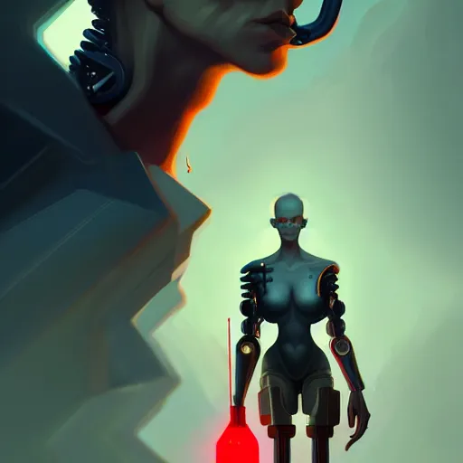 Image similar to by peter mohrbacher, beautiful composition, rule of thirds, full body, normal legs, man standing, with extremely large and intricate haircut with angry red eyes and slim features looking askance, eye cyberpunk bionics, retro futurist style, elegant intricate baroque jewellery, highly detailed, digital painting, artstation, concept art, smooth, sharp focus, illustration,