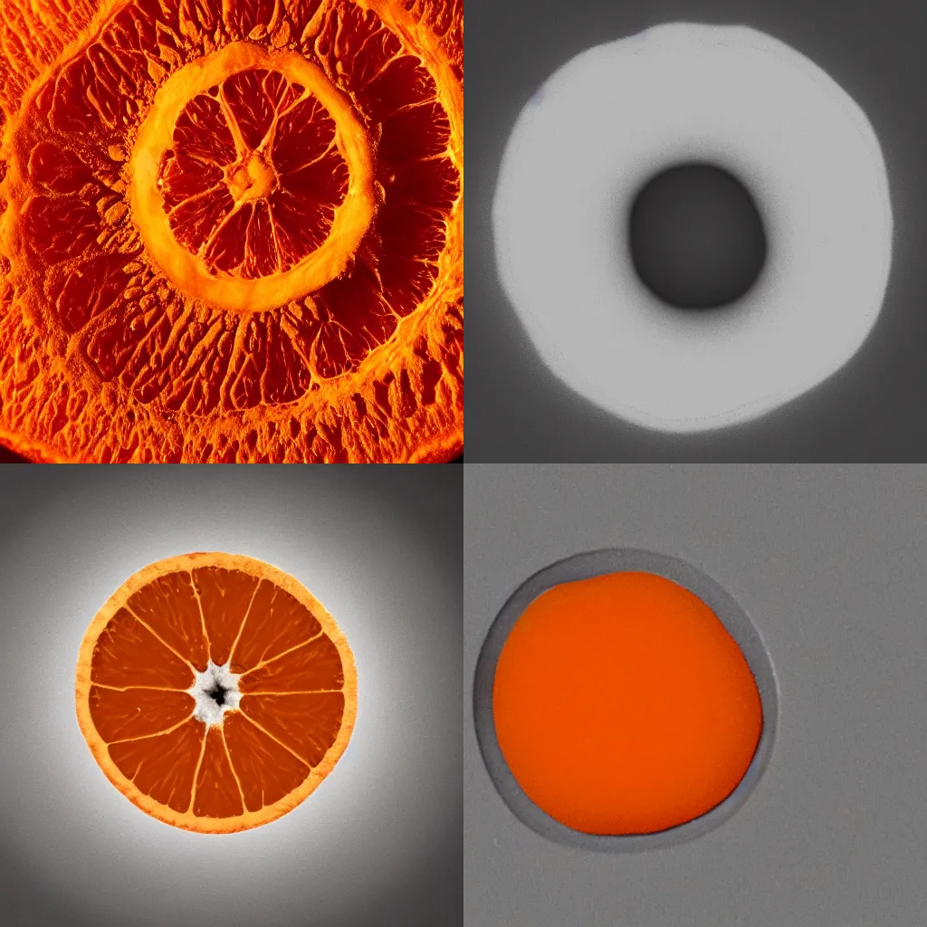Prompt: an electron microscope image of an orange segment
